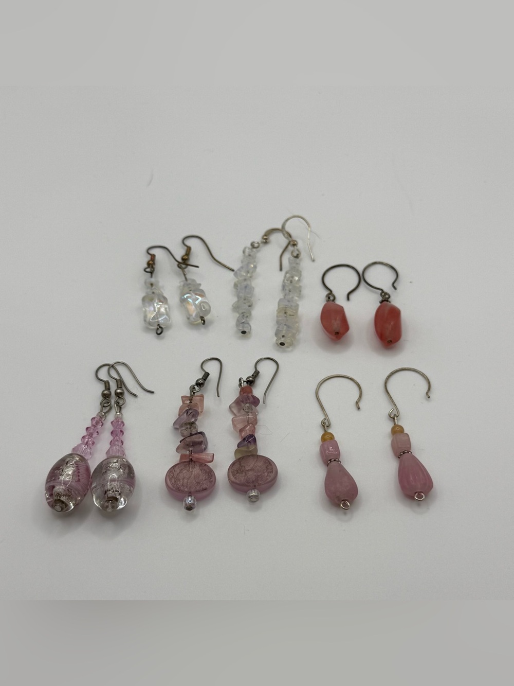 Set of 6 Pink glass Multi-Pair Women’s Earring Set